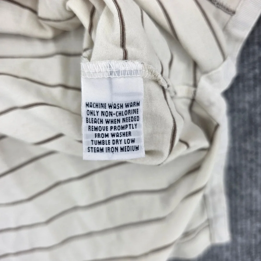 Polo Ralph Lauren Mens XL Pima Cotton Striped Polo Shirt Beige Brown